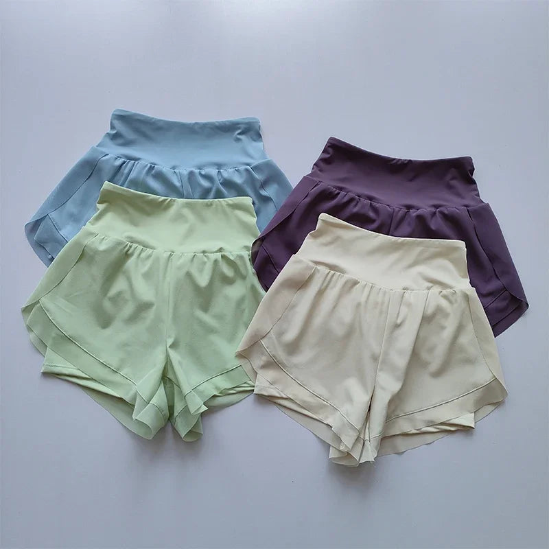 Women's High-Waist Sports Shorts – Double Layer Quick-Dry