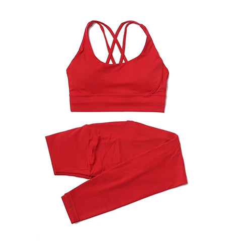 Women's Nylon Yoga Set – Sports Bra & Leggings 2-Piece