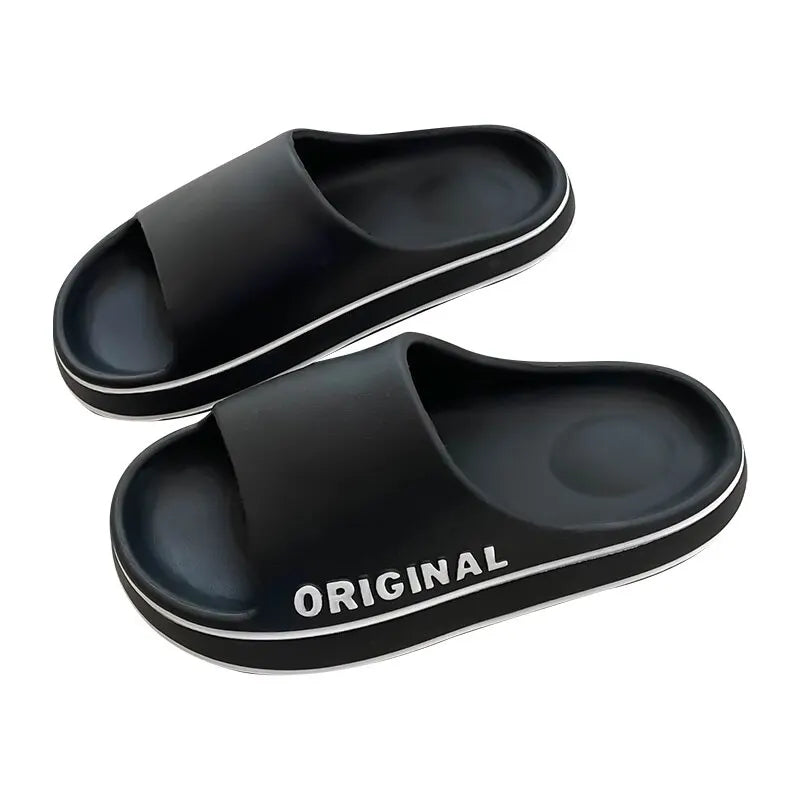 Feslishoet Women Letter Slippers Beach Slides Solid Color Mens Thick Sole Indoor Bathroom Anti Slip