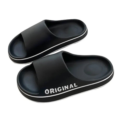 Feslishoet Women Letter Slippers Beach Slides Solid Color Mens Thick Sole Indoor Bathroom Anti Slip