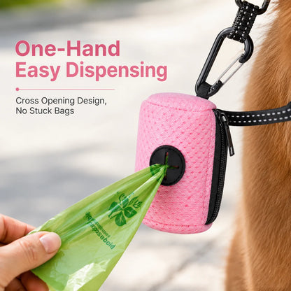 Dog Poop Bag Dispenser with Carabiner Clip for Walking