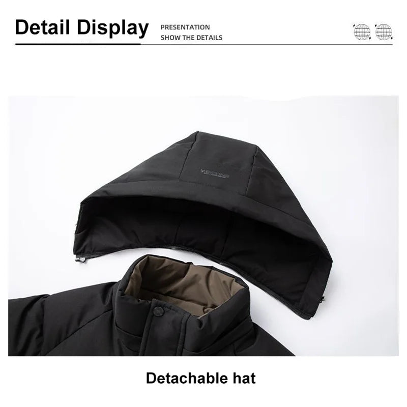 Men's Graphene Insulated Winter Hooded Puffer Jacket – Windproof Overcoat