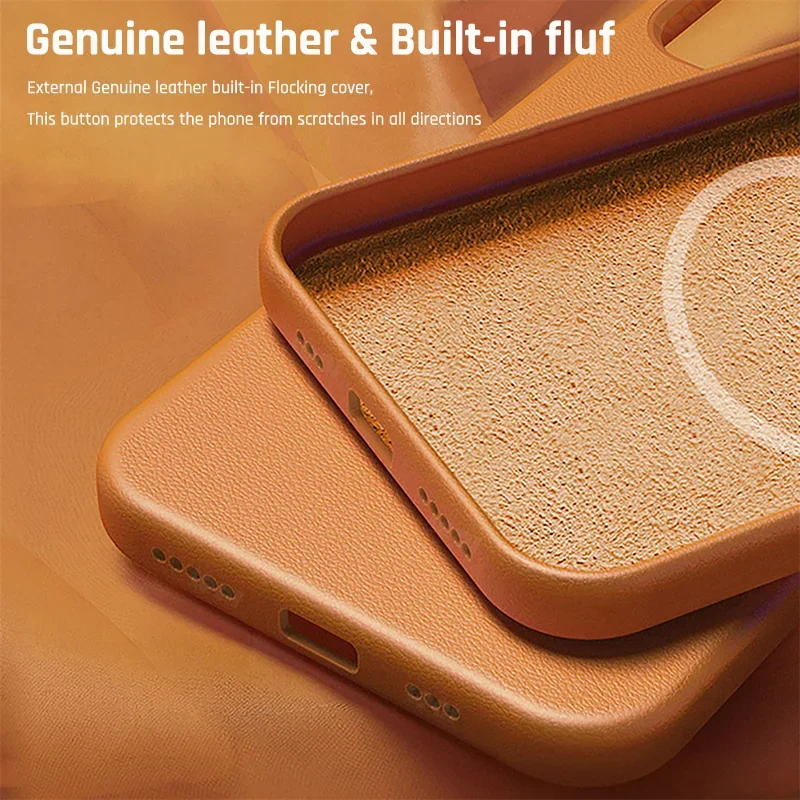 Original Leather Wireless Charging Animation Cases Iphone 16 15 14 13 Pro Max Magsafe Phone Case