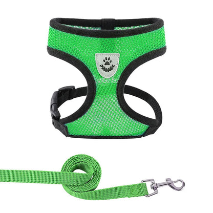 Breathable Mesh Cat & Dog Harness with Leash – Adjustable Reflective Vest