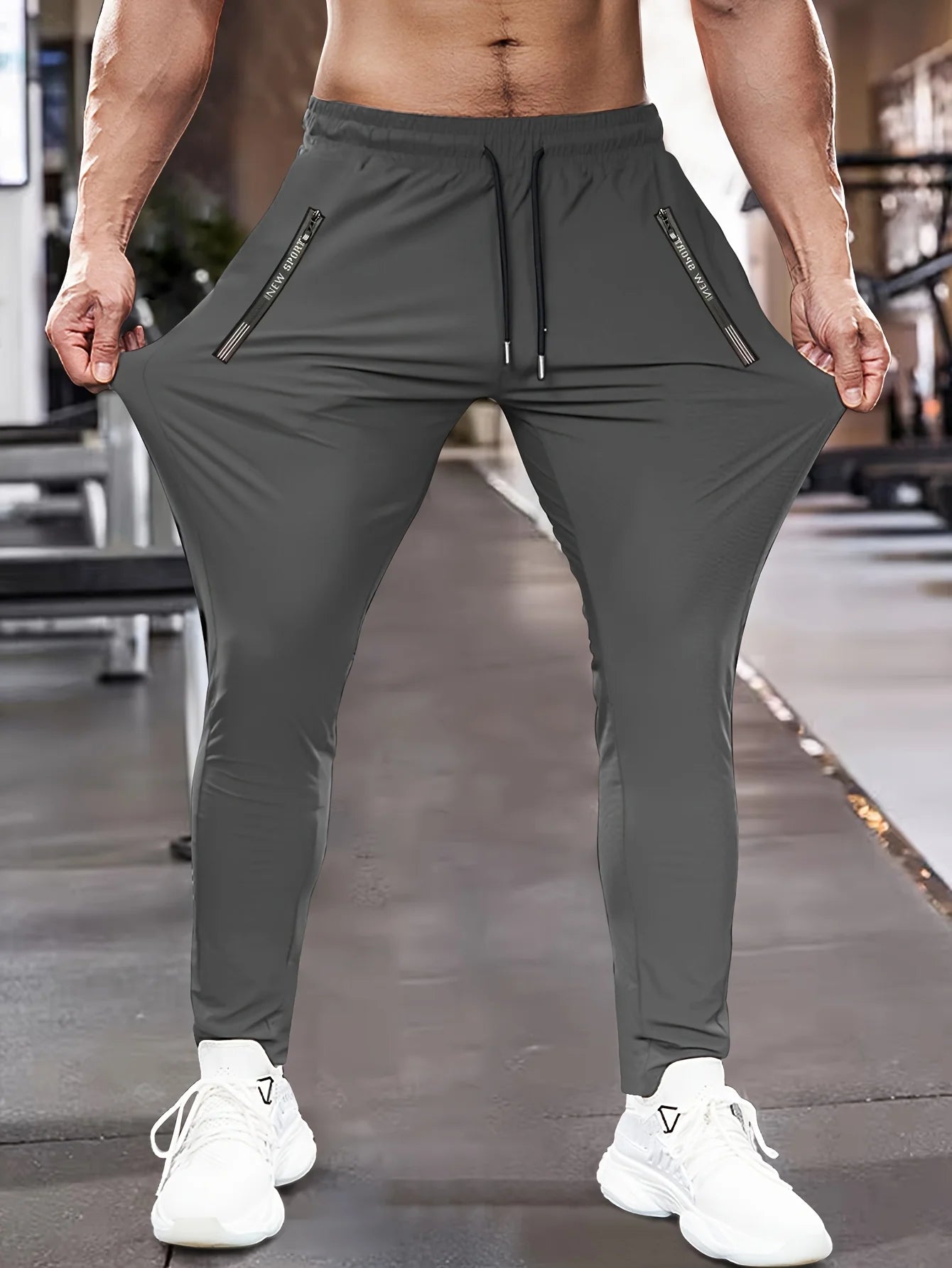 Men's Slim Fit Jogger Pants with Zip Pockets – Plus Size