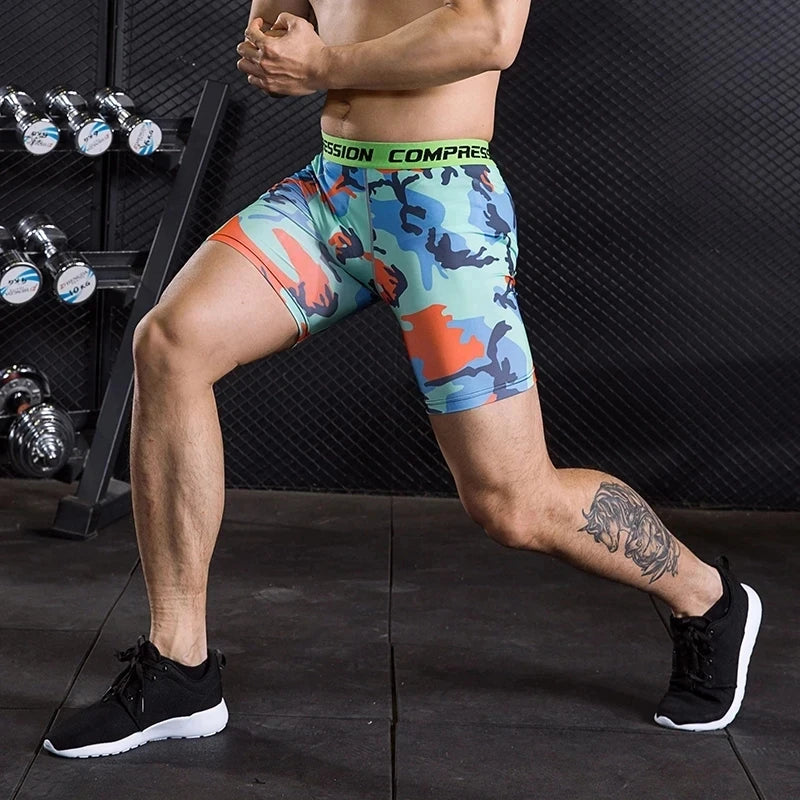 Men's Camo Compression Shorts – 3D Print Gym Workout Tights