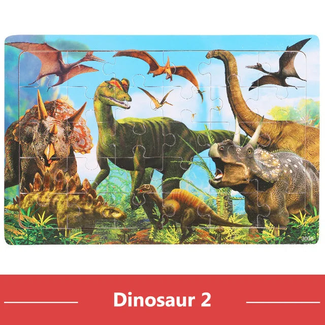 Wooden Cartoon Animal Puzzle for Kids – 30 Pieces Montessori Toy