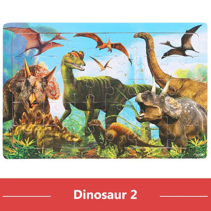 Wooden Cartoon Animal Puzzle for Kids – 30 Pieces Montessori Toy