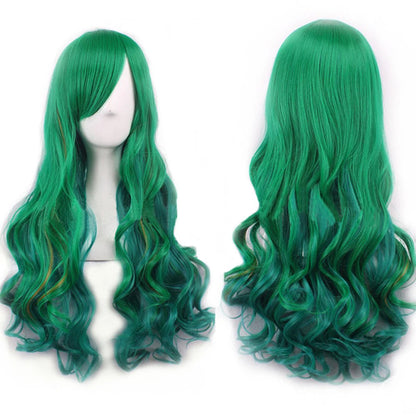 Soowee Synthetic Hair Ombre Rainbow Cosplay Wig Bangs Red Yellow Purple Green Blue Wigs Black Women