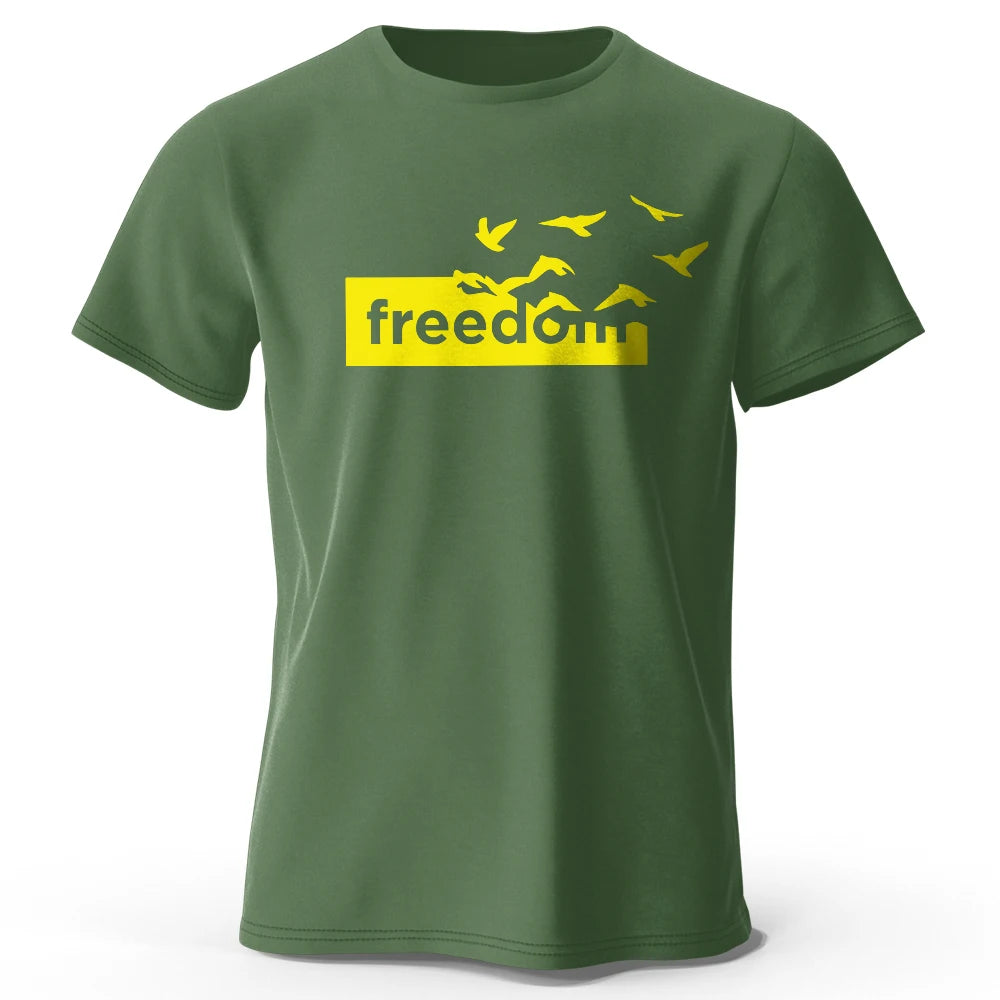 Freedom Letter Graphic T Shirt Oversized Cotton Tee