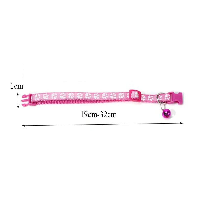 Adjustable Cat Collar with Bell – Cute Paw Print Kitten Necklace