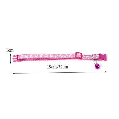 Adjustable Cat Collar with Bell – Cute Paw Print Kitten Necklace