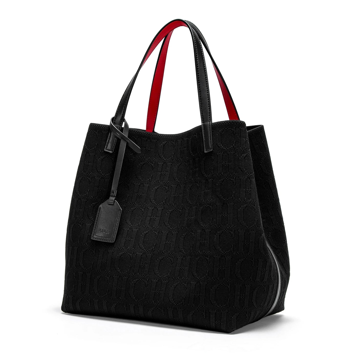 Large Capacity Tote Bag – Monogram Knitted Shoulder Bag for Women