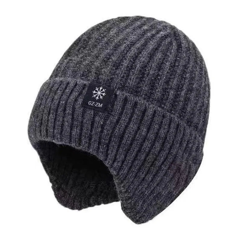 Winter Beanie with Ear Flaps – Fleece Lined Knit Hat for Men