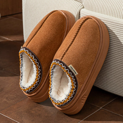 Fuzzy Fur Slipper Boots Women Men Winter Warm Anti-Slip