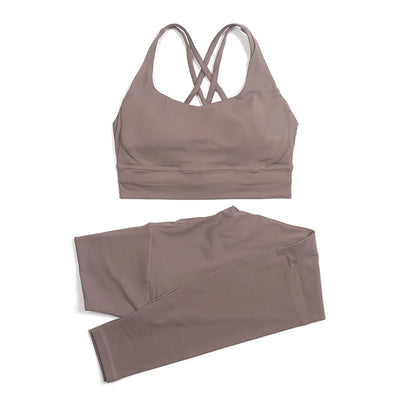 Women's Nylon Yoga Set – Sports Bra & Leggings 2-Piece