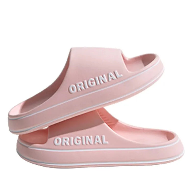 Feslishoet Women Letter Slippers Beach Slides Solid Color Mens Thick Sole Indoor Bathroom Anti Slip
