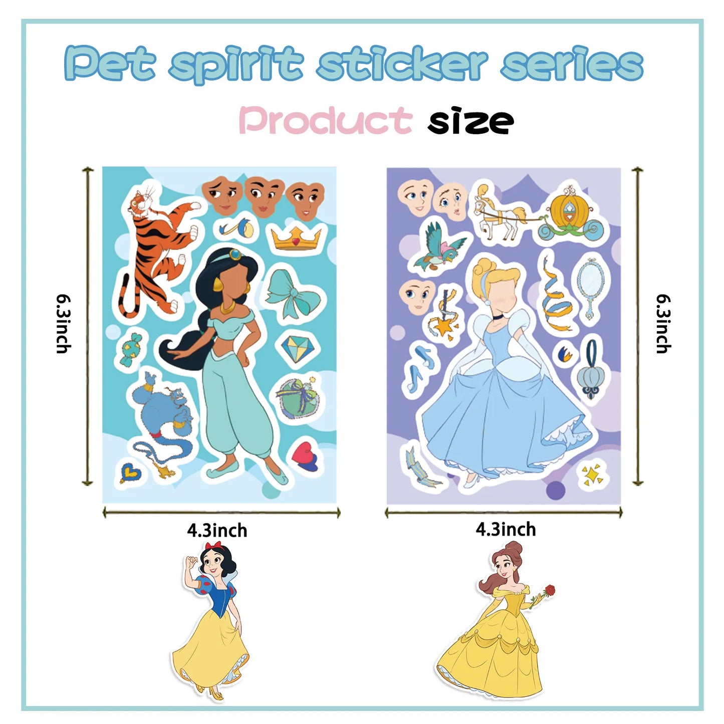 Disney Princess Make-a-Face DIY Sticker Sheets – 8, 16 or 24 Pack