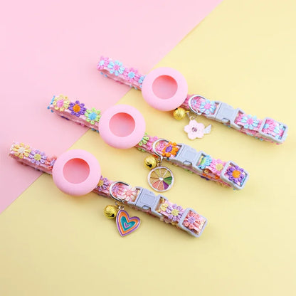 AirTag Cat Collar – Cute Flower Lace with Pendant & Bell