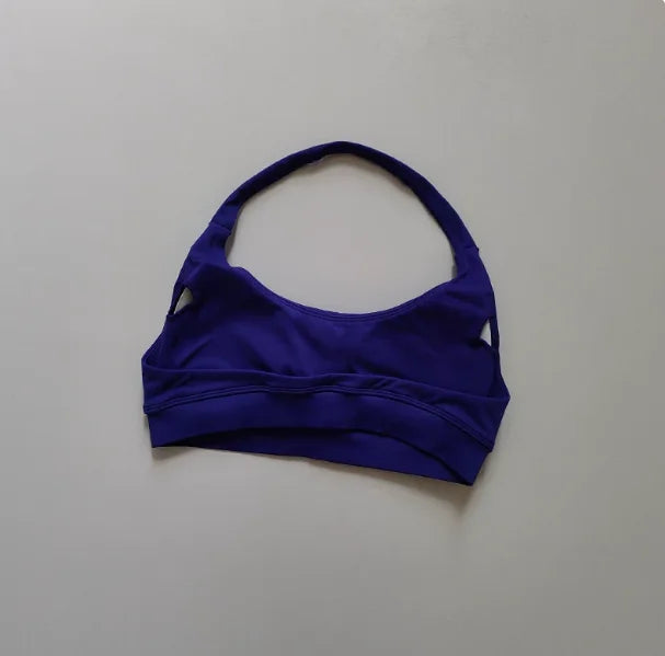 Seamless Padded Sports Bra – Backless Halter Crop Top for Women