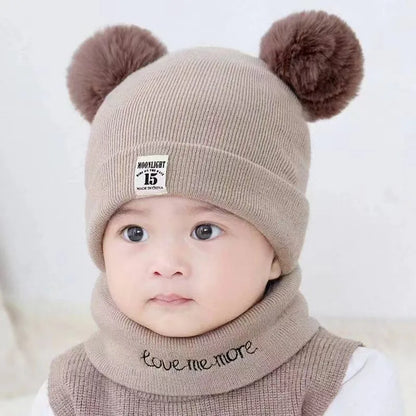 Kids Double Pom Pom Knit Beanie Hat – Warm Winter Hat for Boys & Girls