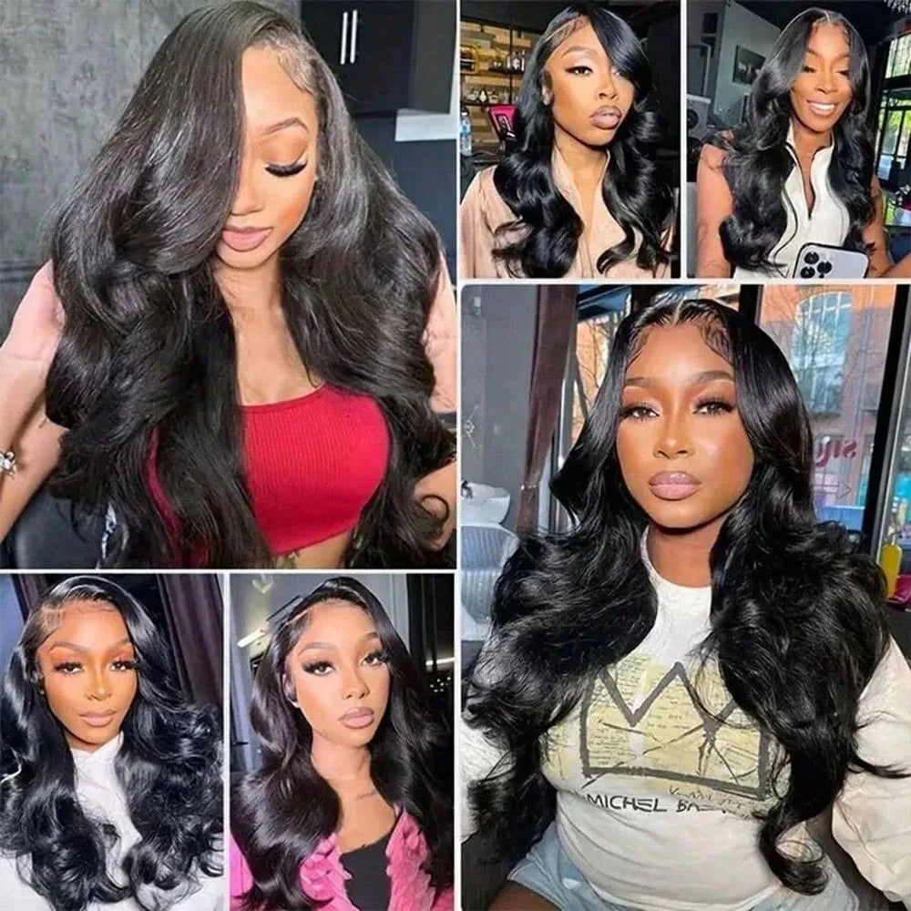 36 Inch Body Wave Lace Front Wigs Human Hair 250 Density 13x4 Hd Pre Plucked Natural Hairline Baby