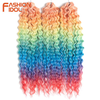 Idol 300g 22 Inch Ariel Curl Hair Water Wave Twist Crochet Synthetic Ombre Rainbow Color Braiding