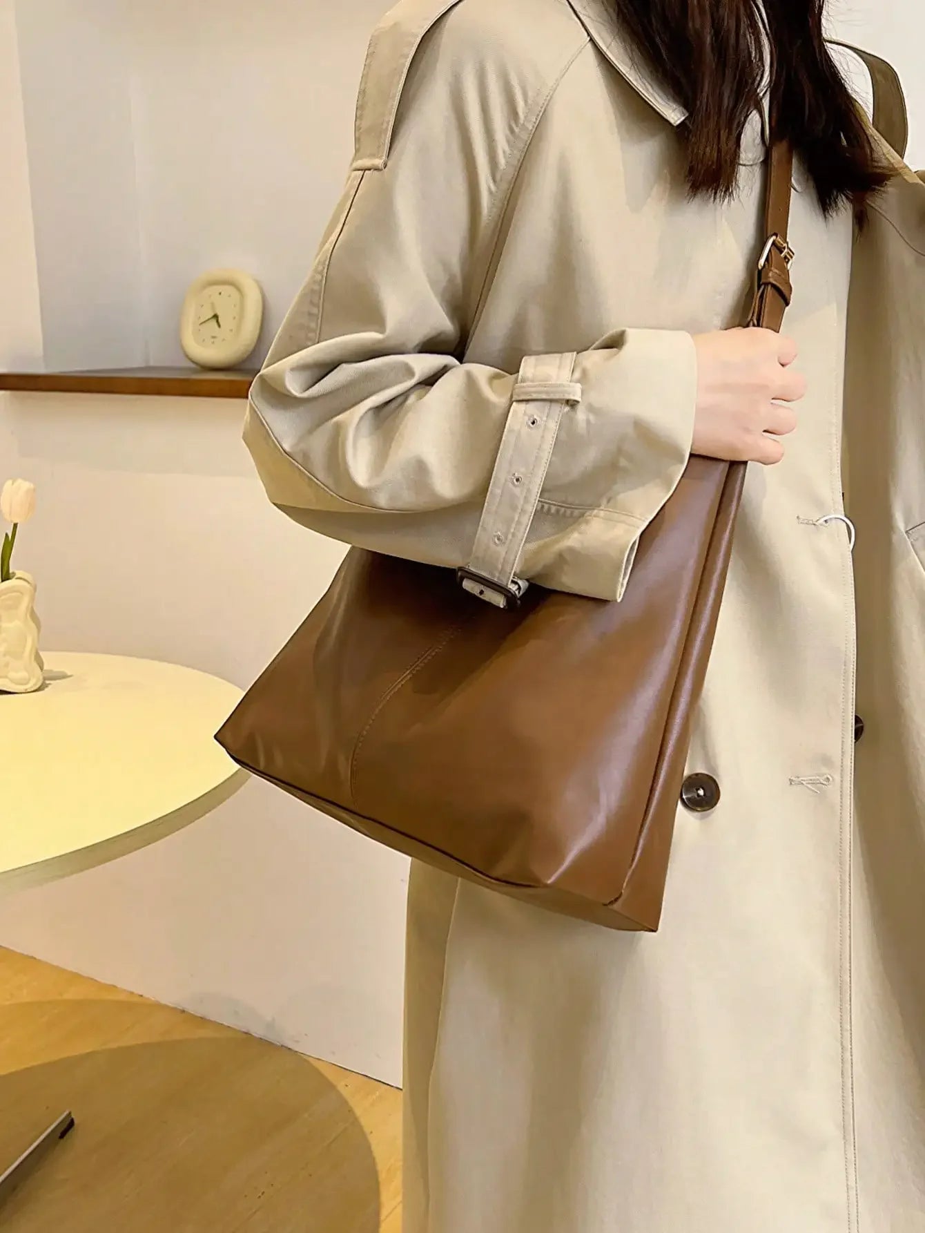 Large Capacity Woven Texture Women's Shoulder Tote Bag – Multifunctional Crossbody Handbag