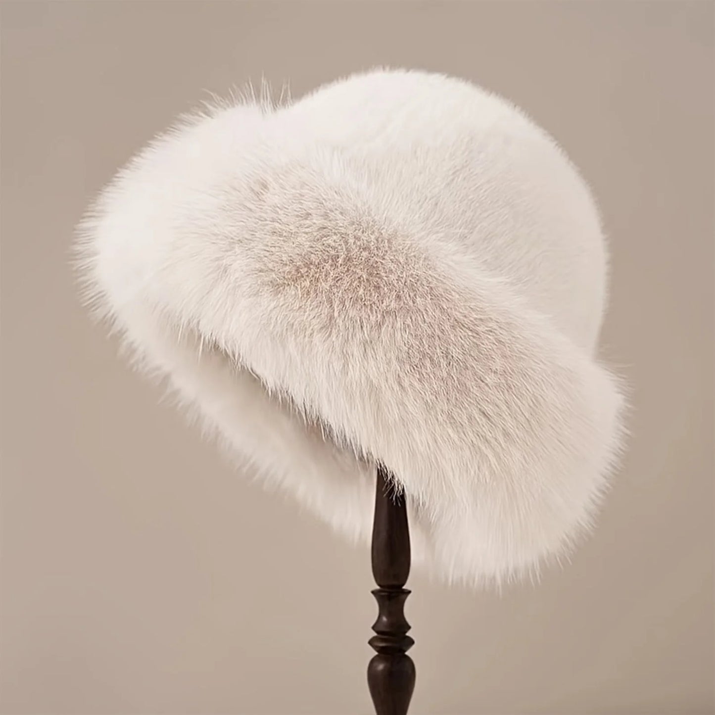 Women's Fluffy Faux Fur Winter Hat - Warm Bucket Cap