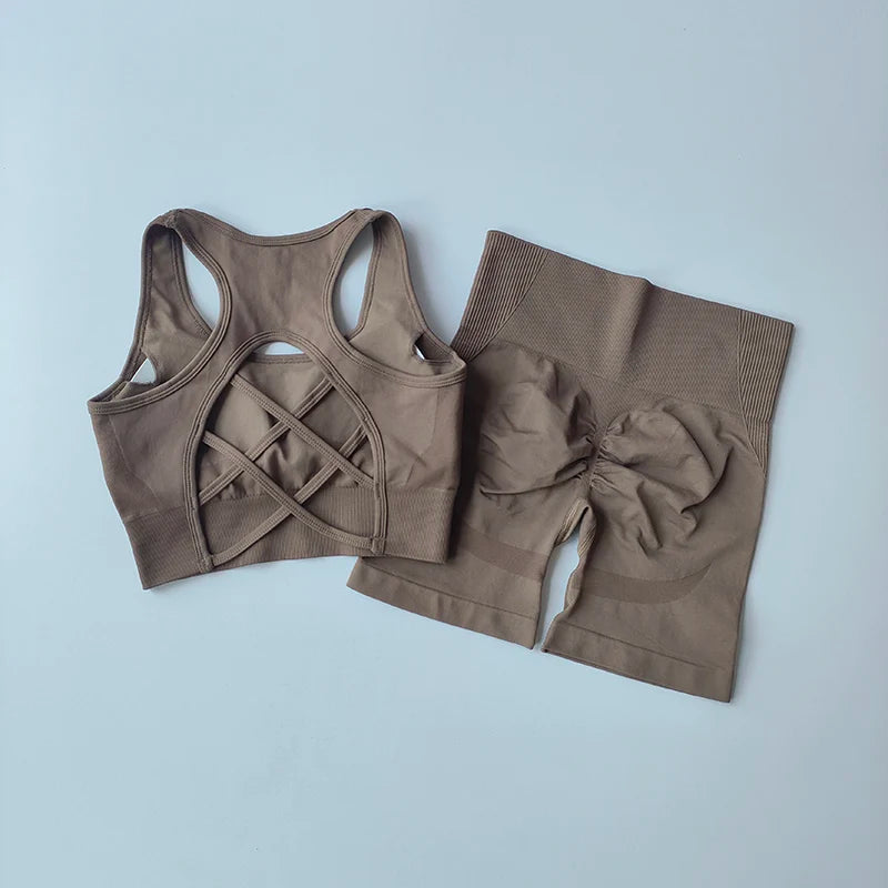 2-Piece Women's Seamless Yoga Set – Sports Bra & Shorts