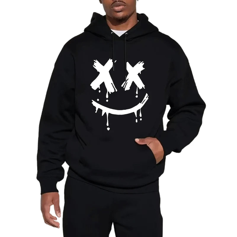Dripping Smiley Face Heavyweight Hoodie Casual Pullover