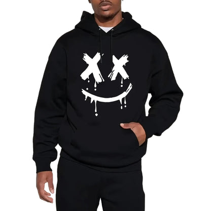 Dripping Smiley Face Heavyweight Hoodie Casual Pullover
