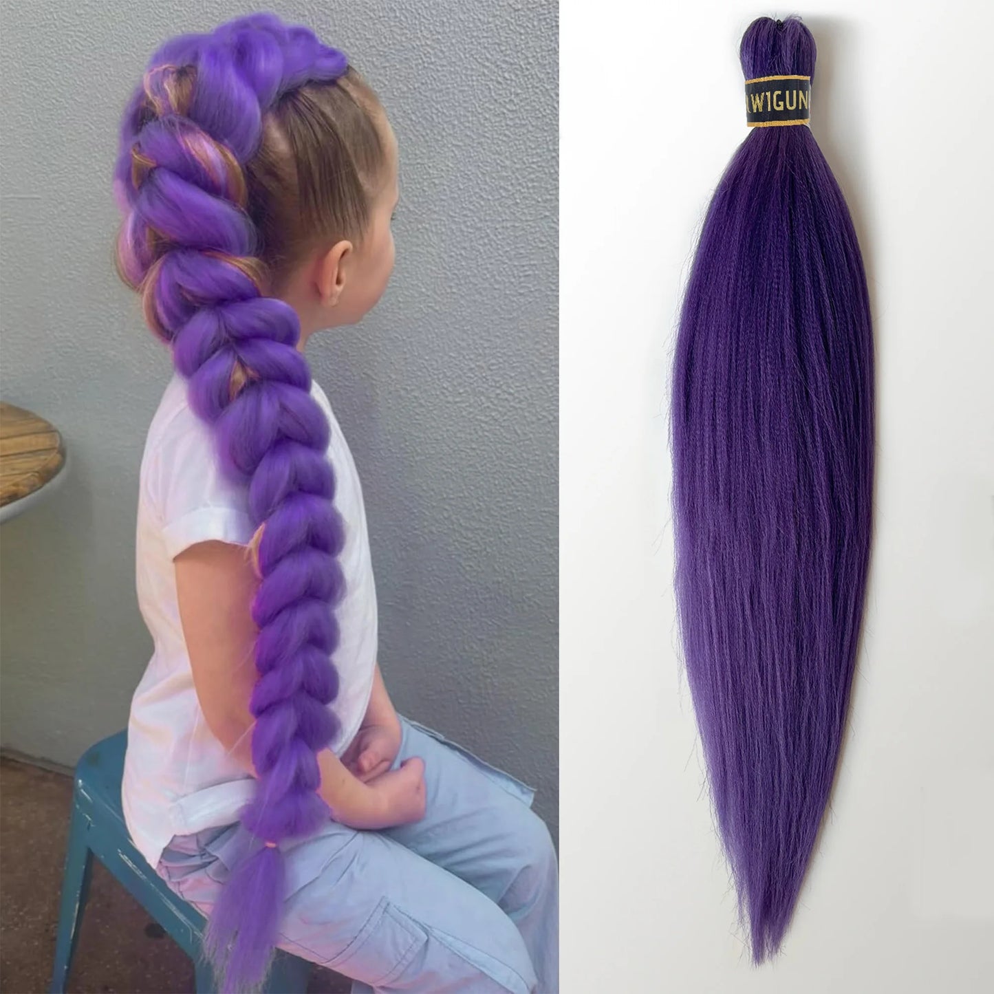 Purple 26inch Braid Clip Ponytail Hair Extension Long Hairpieces Cosplay Kids Girl Halloween