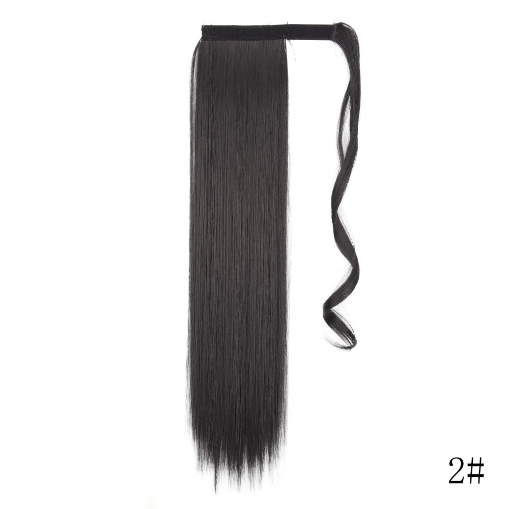 Wrap Around Ponytail Extension – Long Straight Synthetic Clip-In