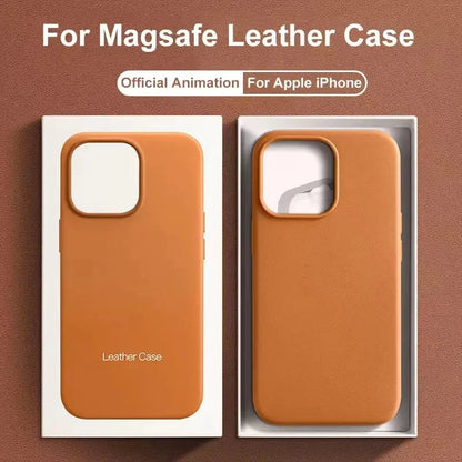 Official Magnetic Leather Case Apple Iphone 17 Pro Max 16 13 12 14 15 Plus Original Macsafe Magsafe