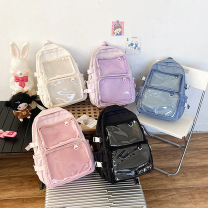 Transparent Ita Backpack – Large Capacity Japanese Style School Bag for Women