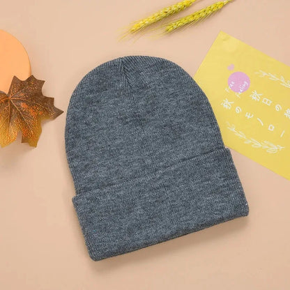 Knitted Beanie Hat – Warm Stretch Cuffed Cap for Men & Women