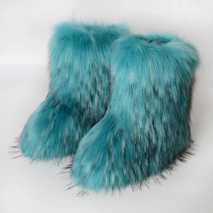 Women's Faux Fur Snow Boots – Fluffy Plush Warm Winter Footwear