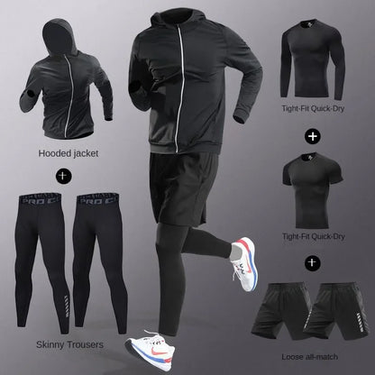 Men's Quick-Dry Compression Fitness Set – 3 to 7 Piece Running Suit