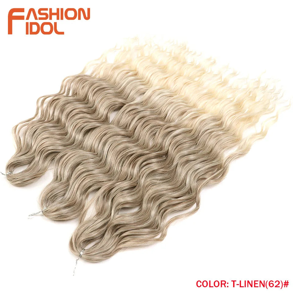 Anna 24 Inch Synthetic Hair Water Wave Braiding Extensions Ombre Blonde Deep Afro Curl Twist Crochet