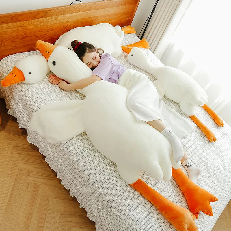 Giant White Goose Plush Pillow Toy – Soft Stuffed Animal Doll