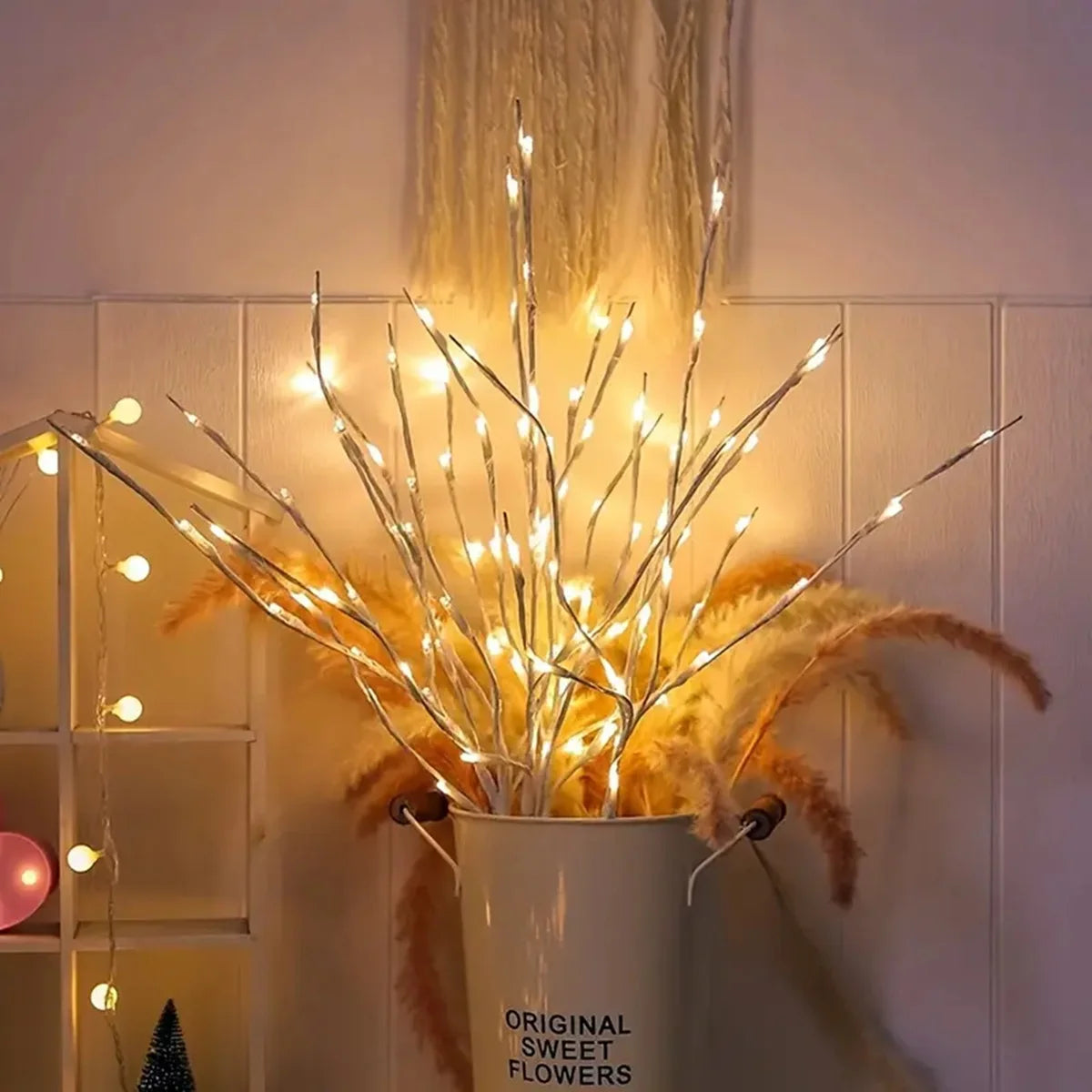 1 Pc White Birch Branch Light Led Festive Lights Battery Operated Christmas Party Wedding Decoration