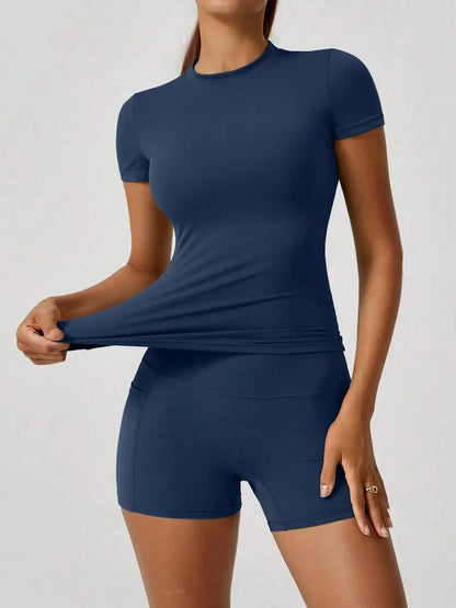 Women's Crop Top & Shorts Workout Set – Tummy Control