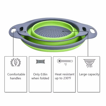 Collapsible Silicone Colander – Foldable Kitchen Strainer