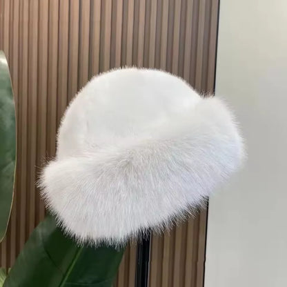 Women's Fluffy Faux Fur Winter Hat - Warm Bucket Cap