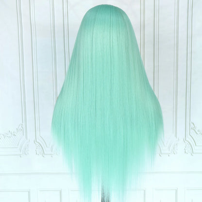 Blue Lace Front Synthetic Wig – Long Straight, 28 Inch, 180% Density