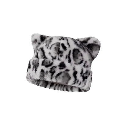 Plush Bear Ear Beanie – Cute Fluffy Winter Hat for Women