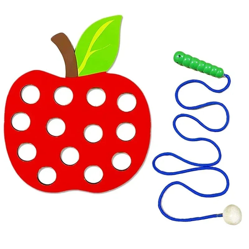 Wooden Lacing Toy – Fruit Threading Puzzle for Toddlers