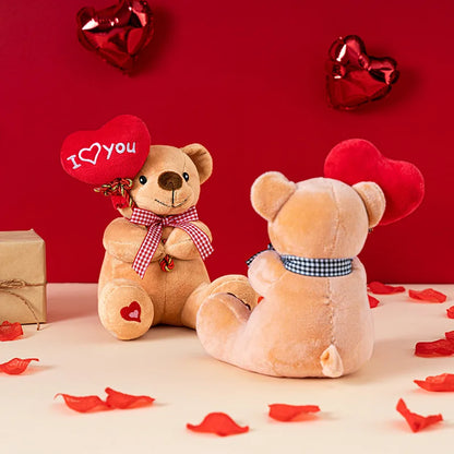 Teddy Bear Holding Heart Plush Toy – Cute Stuffed Animal Gift