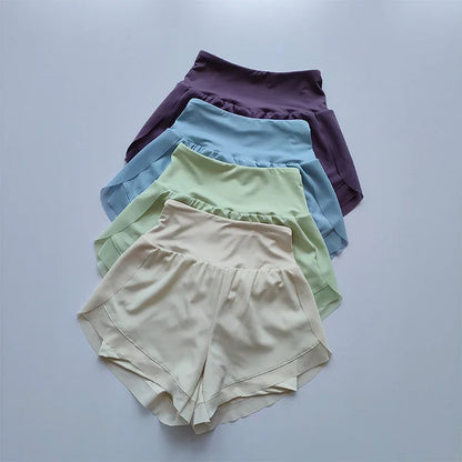 Women's High-Waist Sports Shorts – Double Layer Quick-Dry